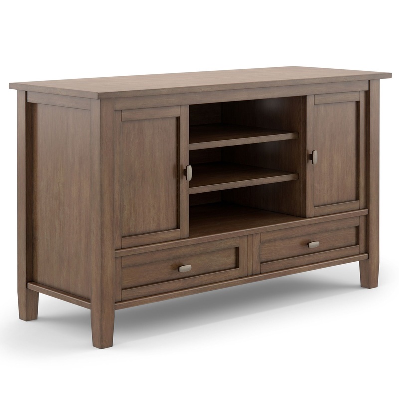 Warm Shaker – TV Media Stand Handcrafted – Rustic Natural Aged Brown