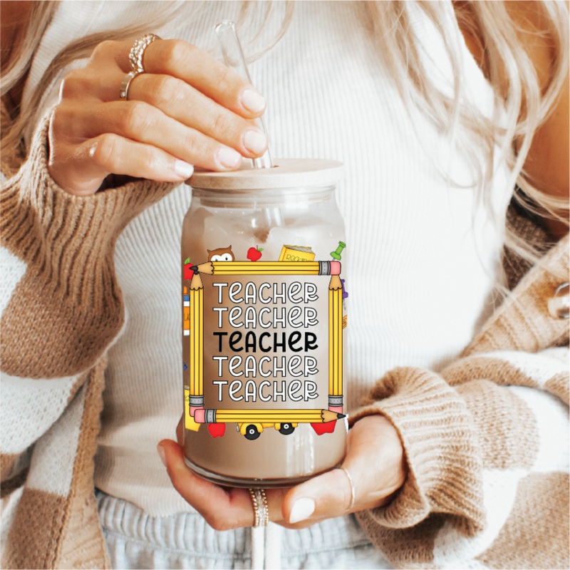 16 oz Ice Coffee Glass Can – Teacher Repeat