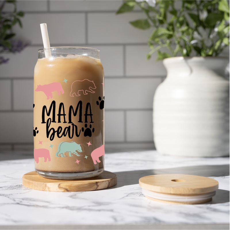 16 oz Iced Coffee Glass Can – MAMA BEAR