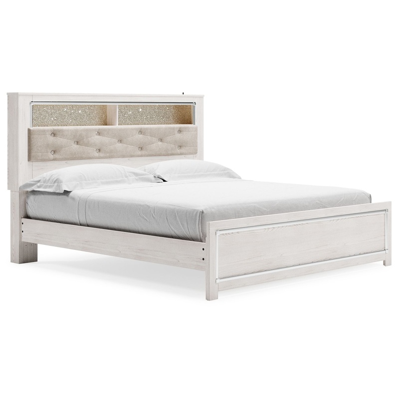 Altyra – White – King Bookcase Panel Bed
