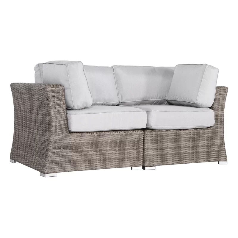Elegant Wide Outdoor Wicker Loveseat With Plush Cushions Perfect For Cozy Gatherings – Gray / Gray Mix