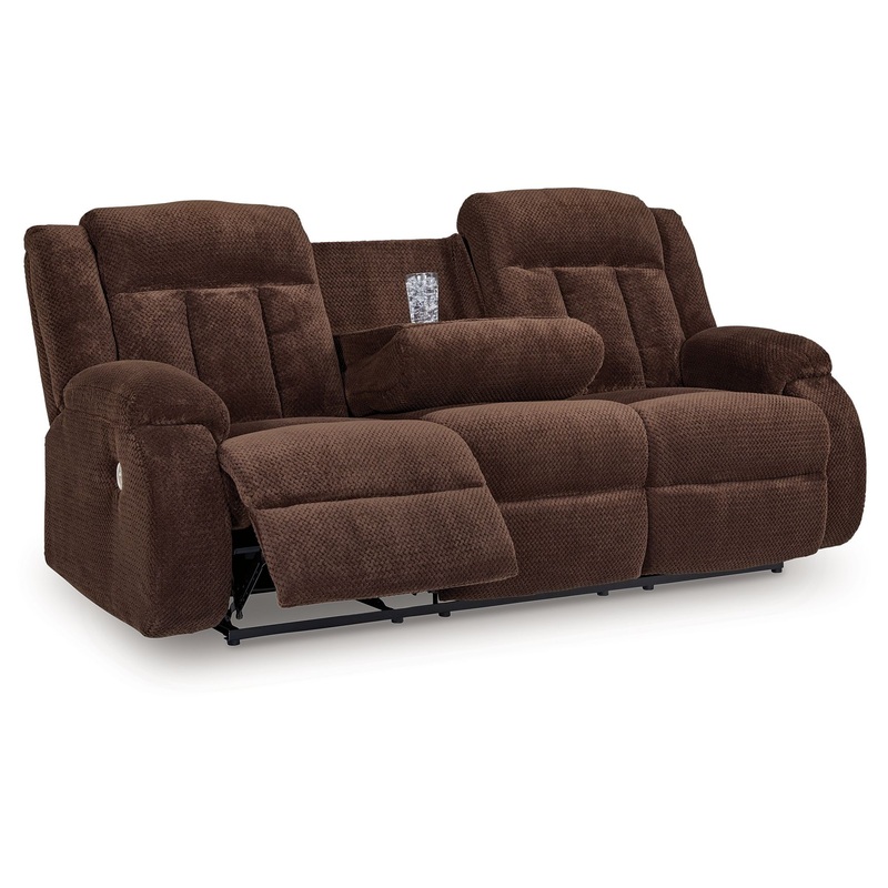 Free Wake – Chocolate – Reclining Power Sofa With Drop Down Table