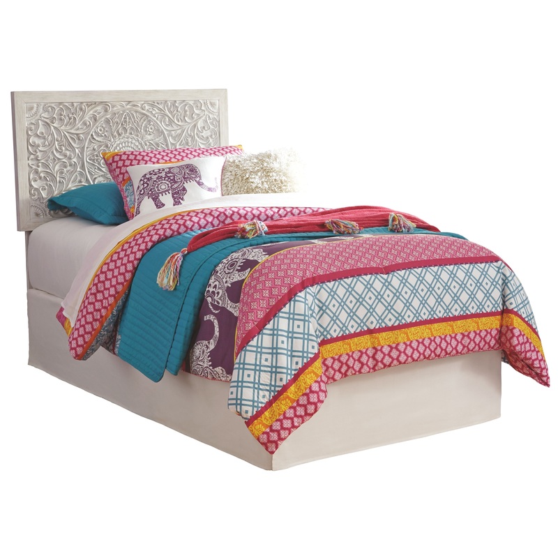 Paxberry – Whitewash – Twin Panel Headboard with Bolt on Bed Frame