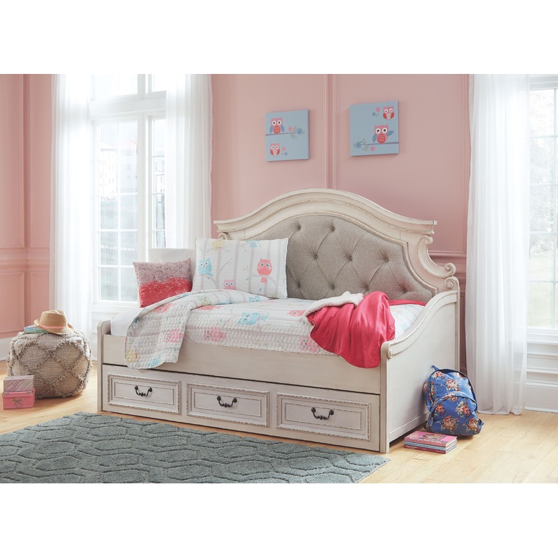 Realyn – Chipped White – Twin Day Bed with Storage