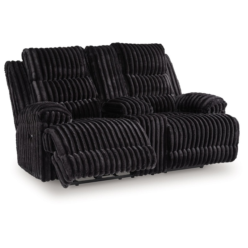 Rhine Falls – Onyx – Double Reclining Power Loveseat With Console