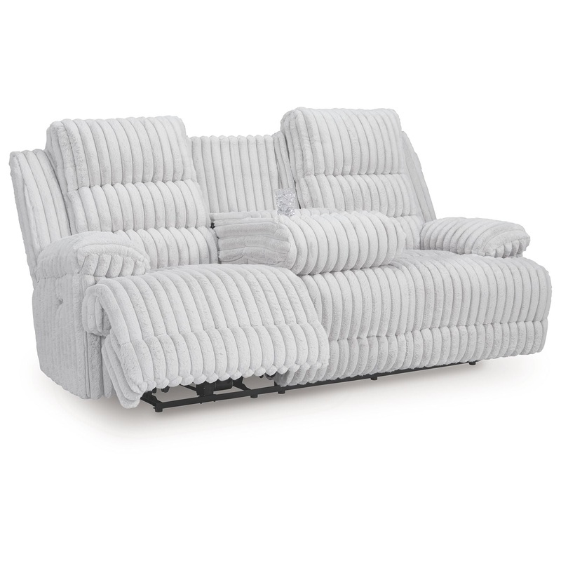 Rhines Falls – Alloy – Reclining Power Sofa With Drop Down Table