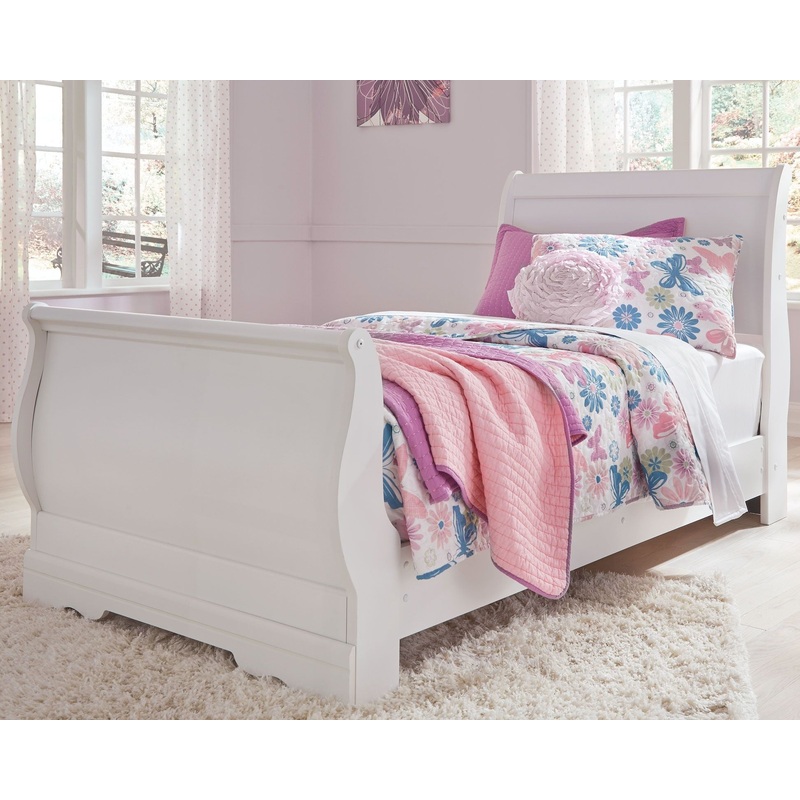 Anarasia – Sleigh Bed|White|Twin|Queen|Full