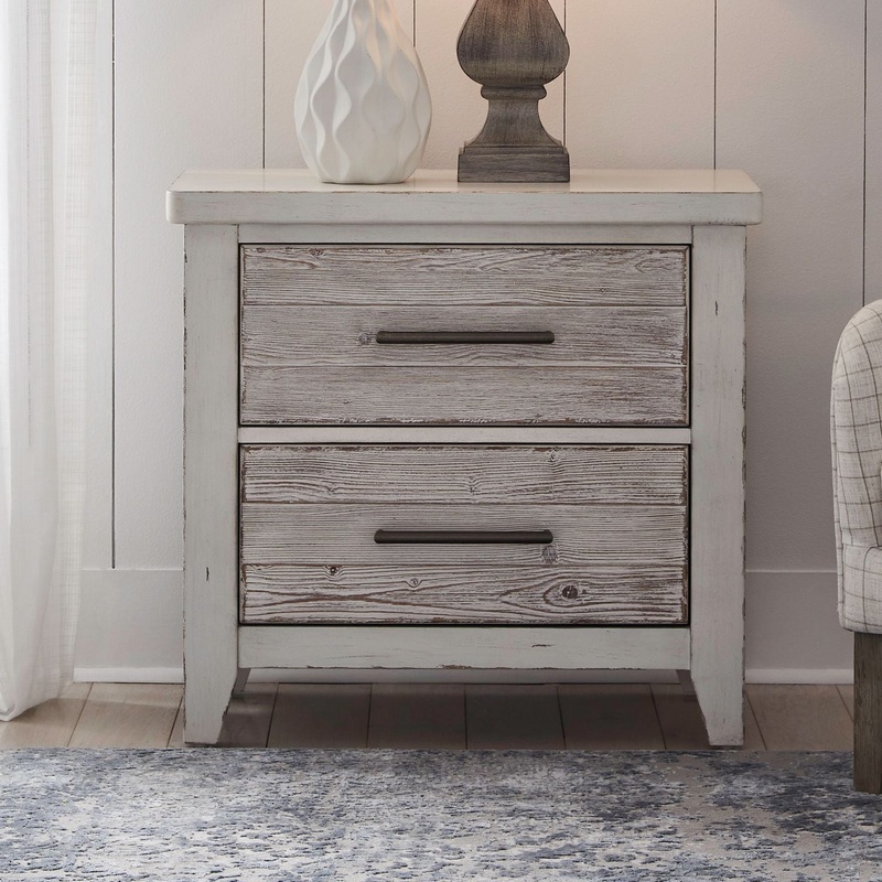 Backroads – Nightstand With Charging Station – White
