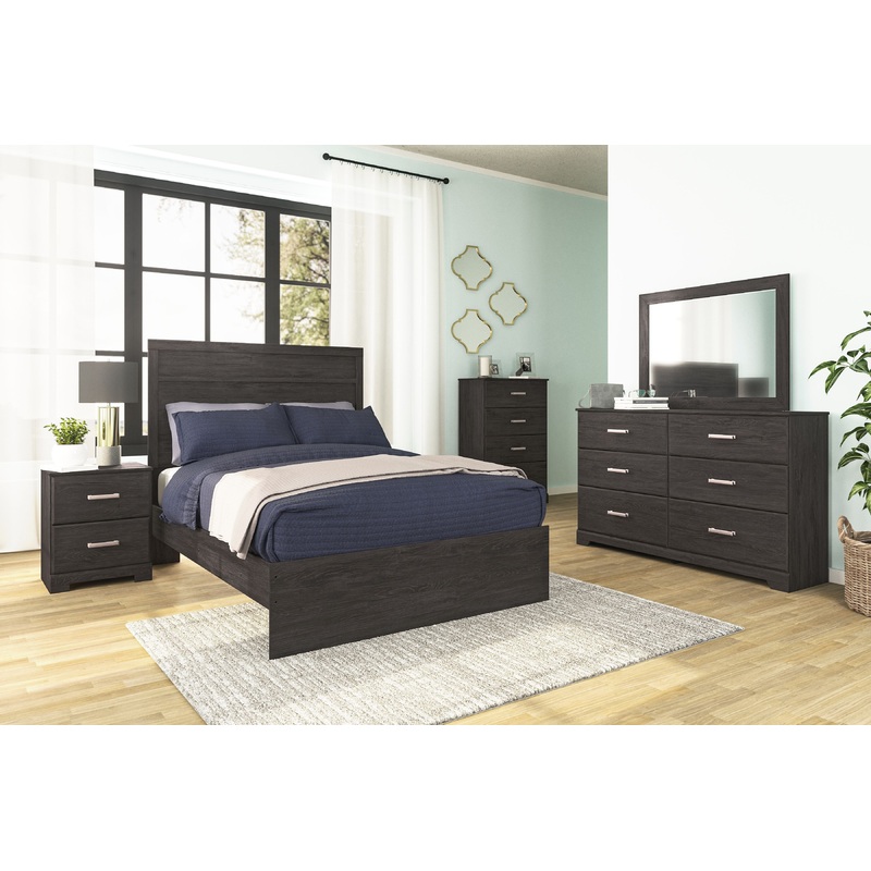 Belachime – Bedroom Set|Black|5 Pc. – Dresser, Mirror, Chest, Panel Bed|7 Pc. – Dresser, Mirror, Chest, Panel Bed, 2 Nightstands|4 Pc. – Dresser, Mirror, Panel Bed|6 Pc. – Dresser, Mirror, Panel Bed, 2 Nightstands