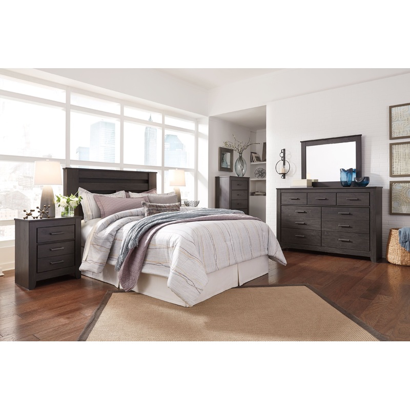 Brinxton – Bedroom Set|Black|4 Pc. – Dresser, Mirror, Chest, Panel Headboard|6 Pc. – Dresser, Mirror, Chest, Panel Headboard, 2 Nightstands|3 Pc. – Dresser, Mirror, Panel Headboard|4 Pc. – Dresser, Mirror, Headboard, Nightstand