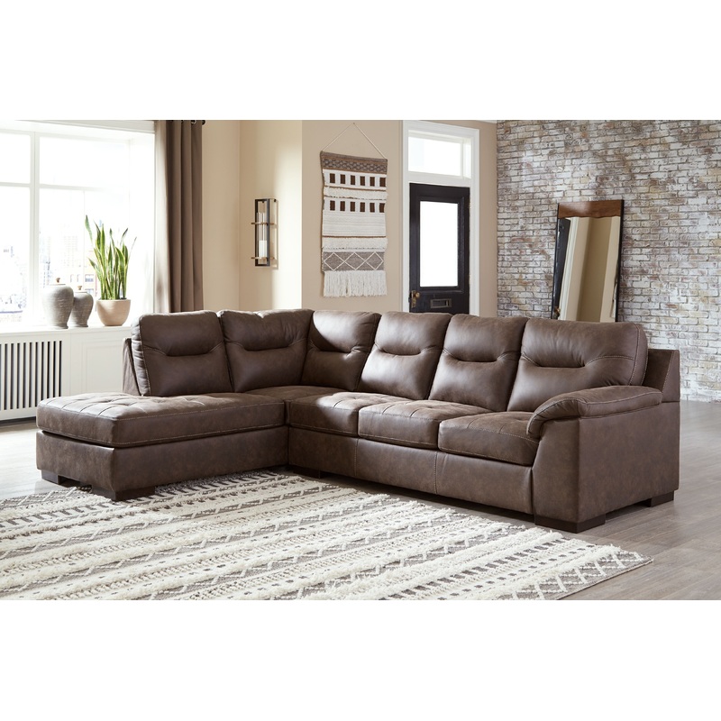Maderla – Sectional|Dark Brown|2-Piece Sectional with Left-Arm Facing Corner Chaise|2-Piece Sectional with Right-Arm Facing Corner Chaise