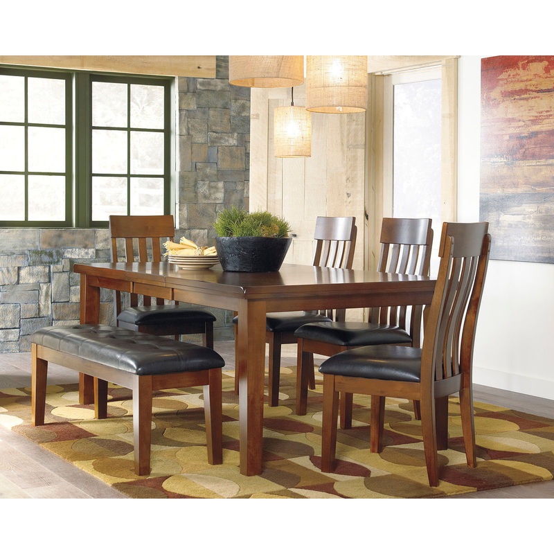 Ralene – Dining Room Set|Light Brown|6 Pc. – Rectangular Dining Room Extension Table, 4 Upholstered Side Chairs, Upholstered Bench|7 Pc. – Rectangular Dining Room Butterfly Extension Table, 4 Upholstered Barstools, Upholstered Bench, Server|8 Pc. – Rectan