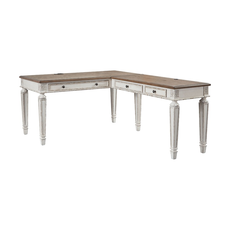 Realyn – White / Brown – Home Office L Shaped Desk