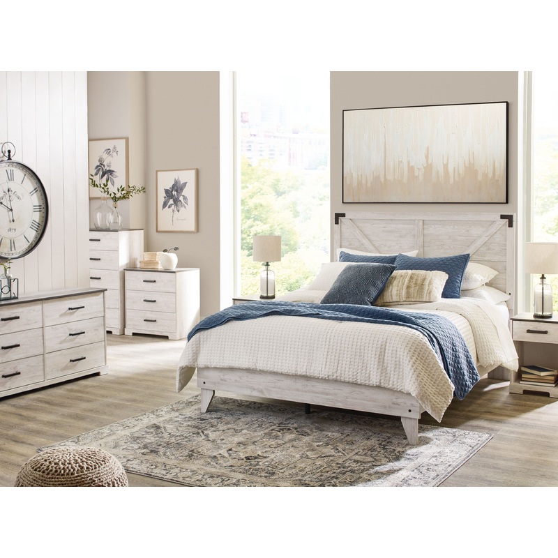 Shawburn – Panel Bedroom Set|White|3 Pc. Dresser, Platform Bed|5 Pc. Dresser, Panel Platform Bed, 2 Nightstands|5 Pc. Dresser, Panel Bed, 2 Nightstands