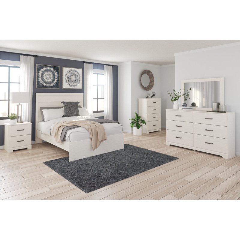 Stelsie – Panel Bedroom Set|White|5 Pc. – Dresser, Mirror, Chest, Panel Bed|7 Pc. – Dresser, Mirror, Chest, Panel Bed, 2 Nightstands|4 Pc. – Dresser, Mirror, Panel Bed|6 Pc. – Dresser, Mirror, Panel Bed, 2 Nightstands