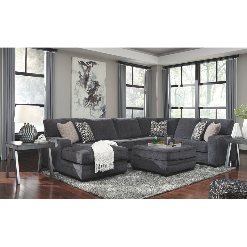 Tracling – Sectional Set|Dark Gray|4 Pc. – Left Arm Facing Corner Chaise, Armless Loveseat, Right Arm Facing Sofa Sectional, Accent Ottoman|4 Pc. – Left Arm Facing Sofa, Armless Loveseat, Right Arm Facing Corner Chaise Sectional, Accent Ottoman