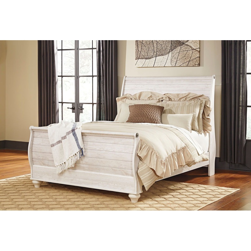 Willowton – Sleigh Bed|Light Brown|Queen|King