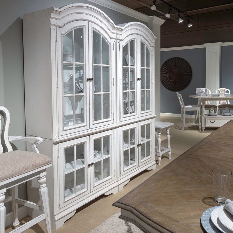 Magnolia Manor – Display Cabinet – Antique White / Weathered Bark