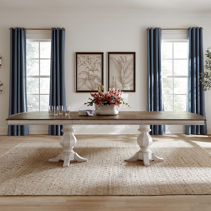 Magnolia Manor – Double Pedestal Table – White