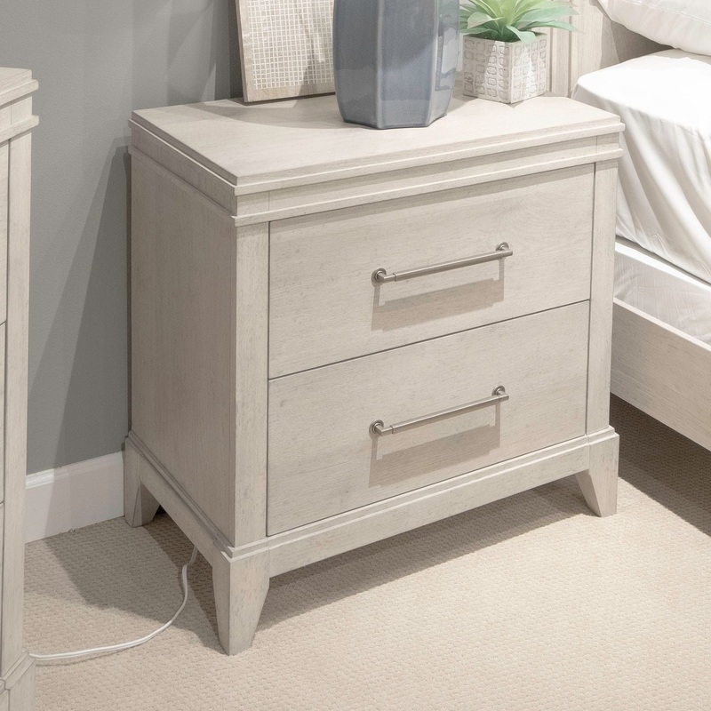 New Haven – Nightstand With Charging Station – White
