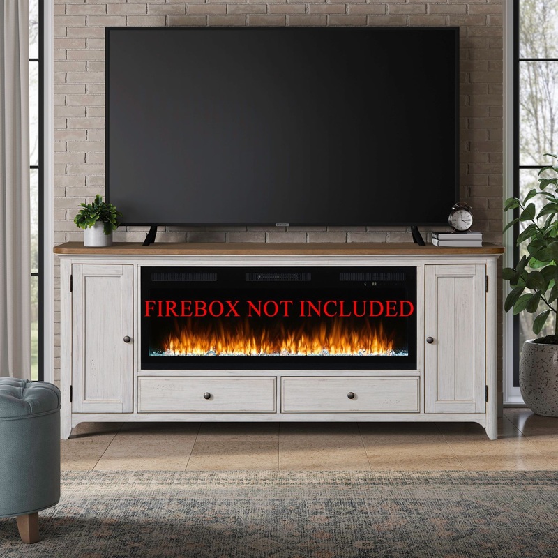 Fireplace TV Consoles – 80 Fireplace TV Console – Brown
