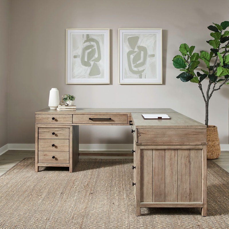 Proximity Place – L Shaped Desk – Barley Buff
