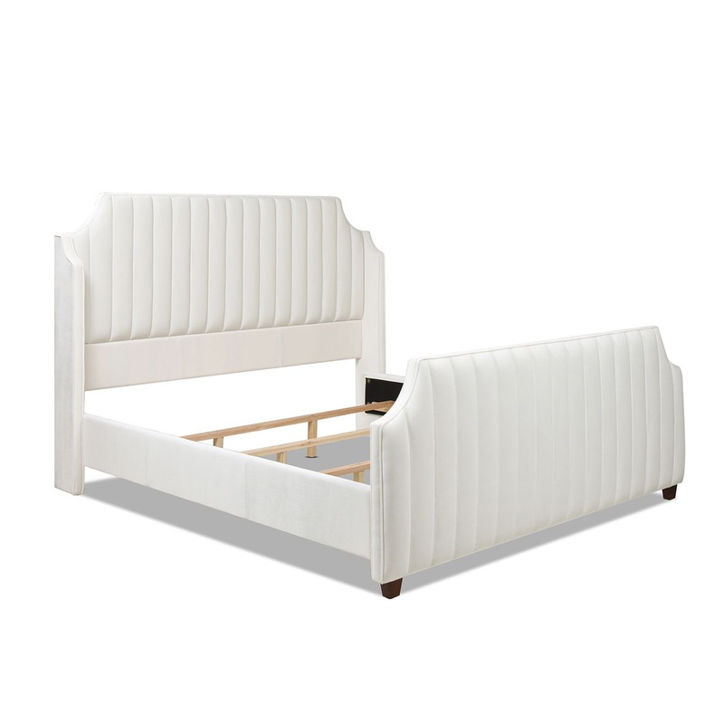 Addison – King Tufted Panel Bed Frame – Cloud White