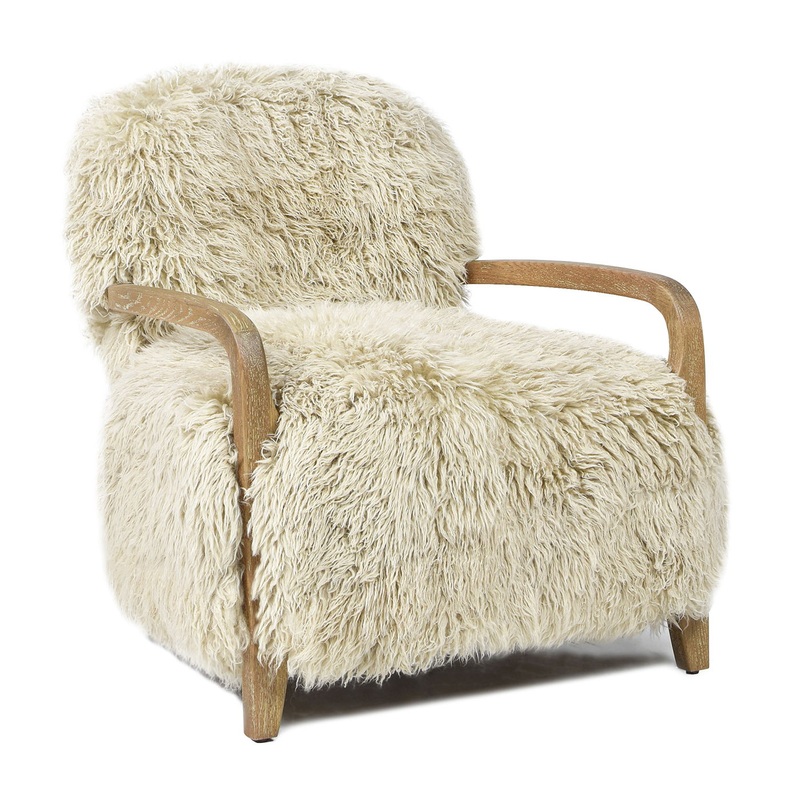 Enchante – New Zealand Sheepskin Accent Arm Chair – Taupe / Natural