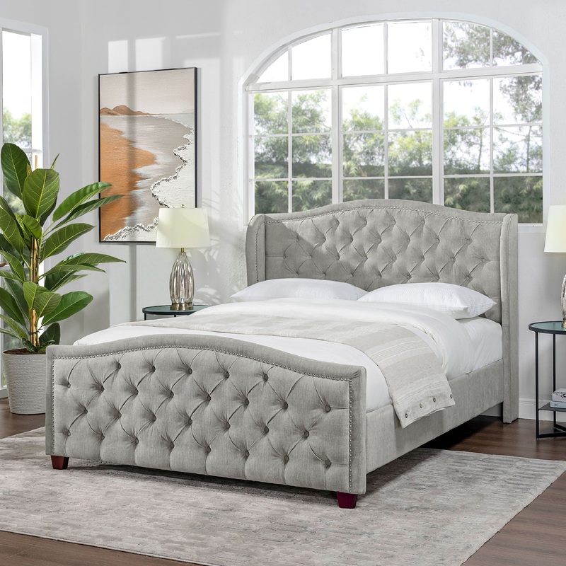 Fontana – Handcrafted Wingback Upholstered Platform Bed Frame