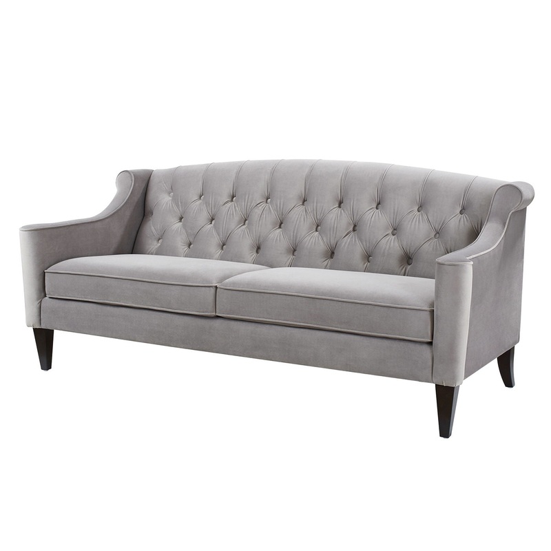 Ken – Upholstered Button Tufted Sofa – Opal Gray