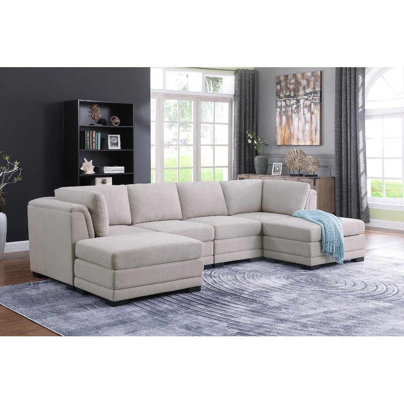 Kristin – Linen Fabric Reversible Sectional Sofa