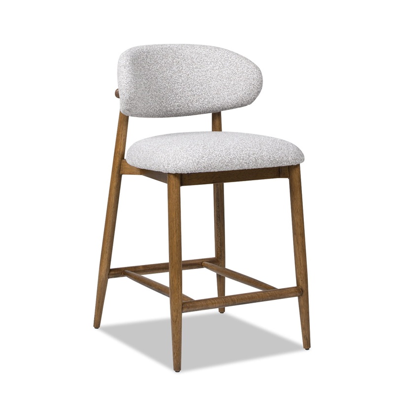 Locke – Modern Upholstered Counter Stool With Frame – Salt / Pepper