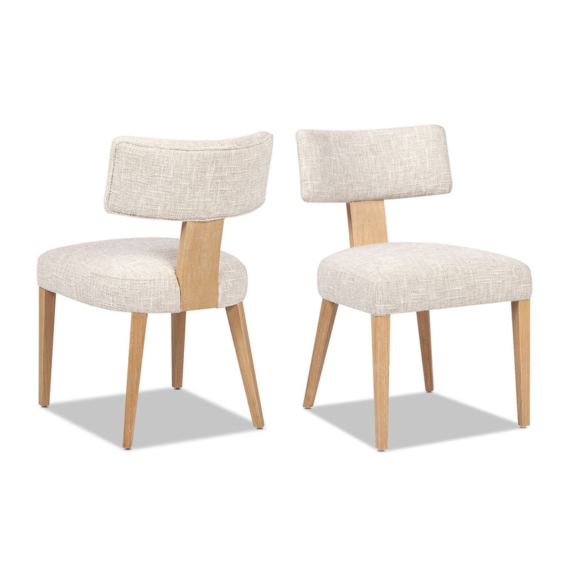 Louise – Split Back Upholstered Dining Side Chair (Set of 2) – Travertine Beige
