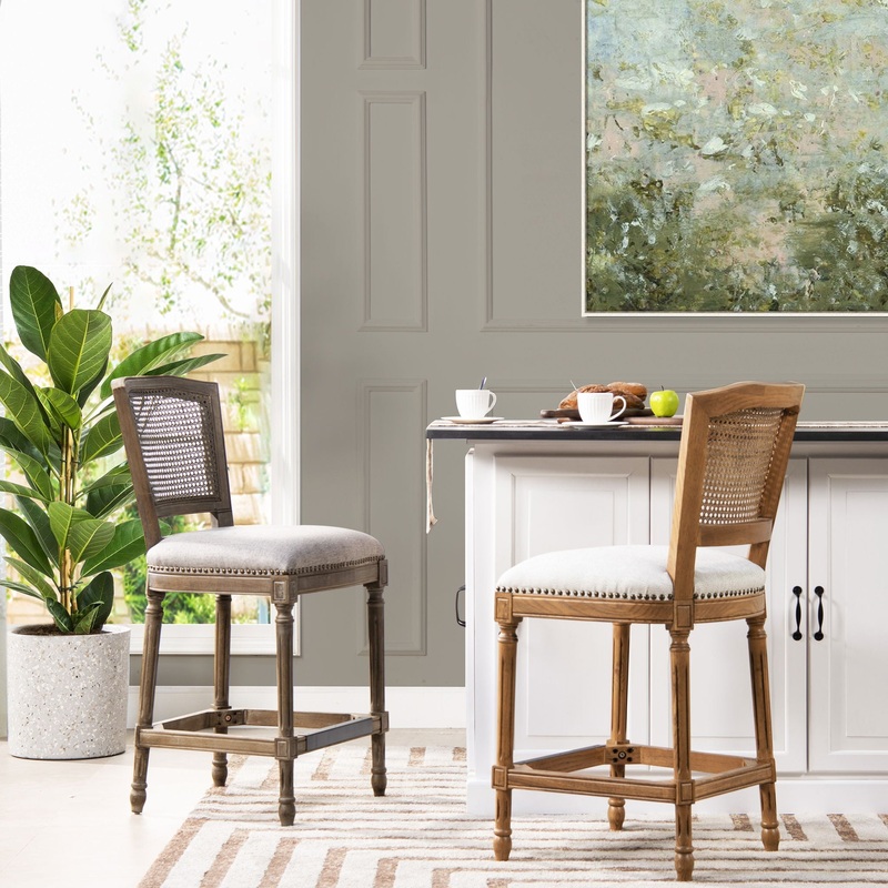 Triomphe – Rattan Wicker High Back Armless Counter Bar Stool