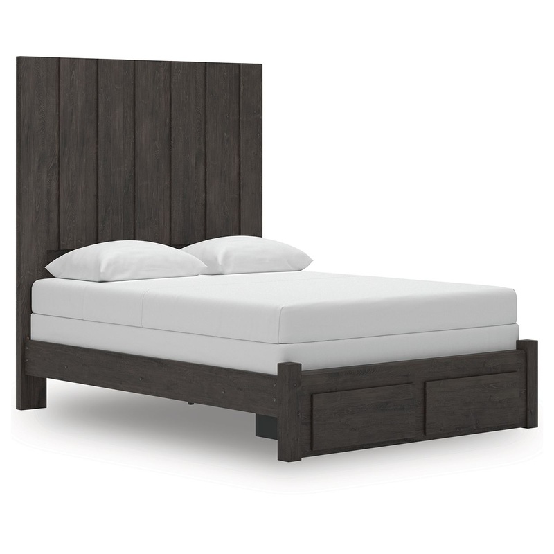 Fraluna – Panel Storage Bed|Dark Gray|King|Queen