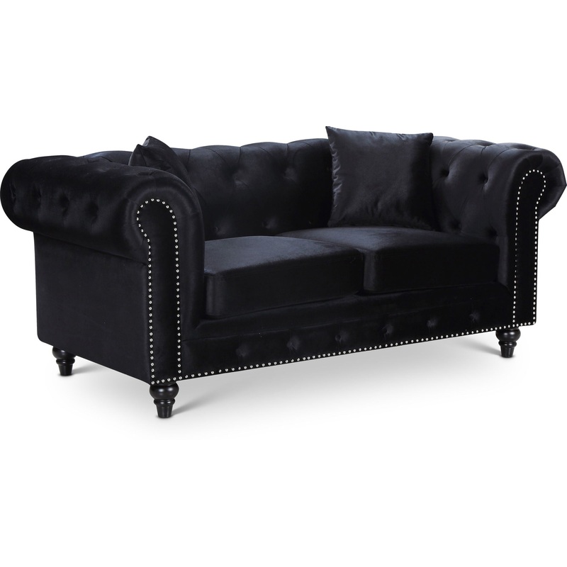Chesterfield – Loveseat|Black|Dark Gray|Blue