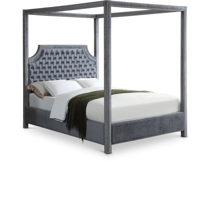Rowan – Canopy Bed|Dark Gray|Blue|White|Queen|King