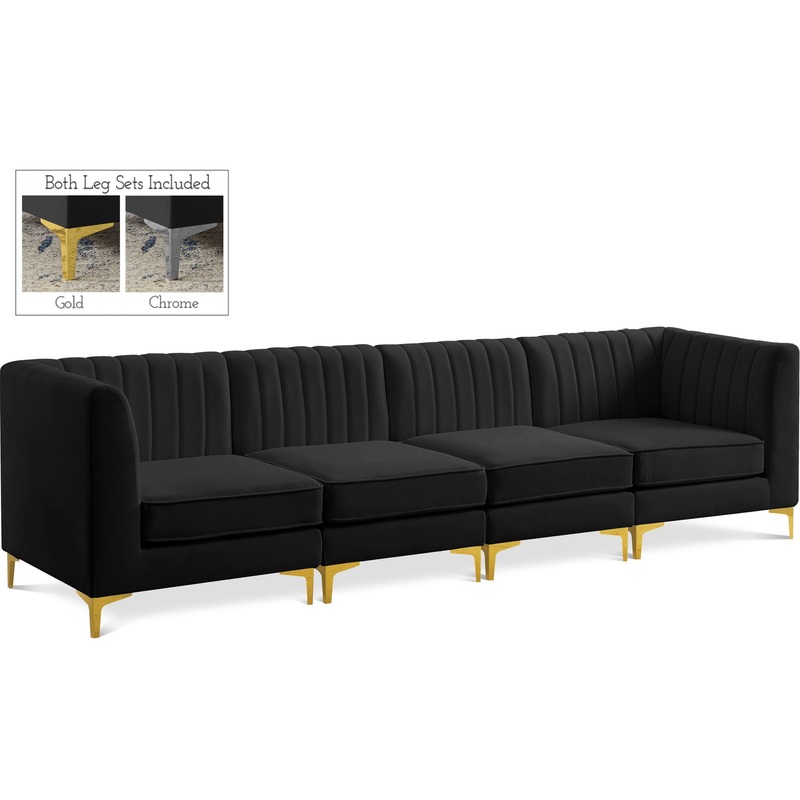 Alina – Modular 4 Seat Sofa|Dark Gray|Black|Pink|Blue|Beige|Green