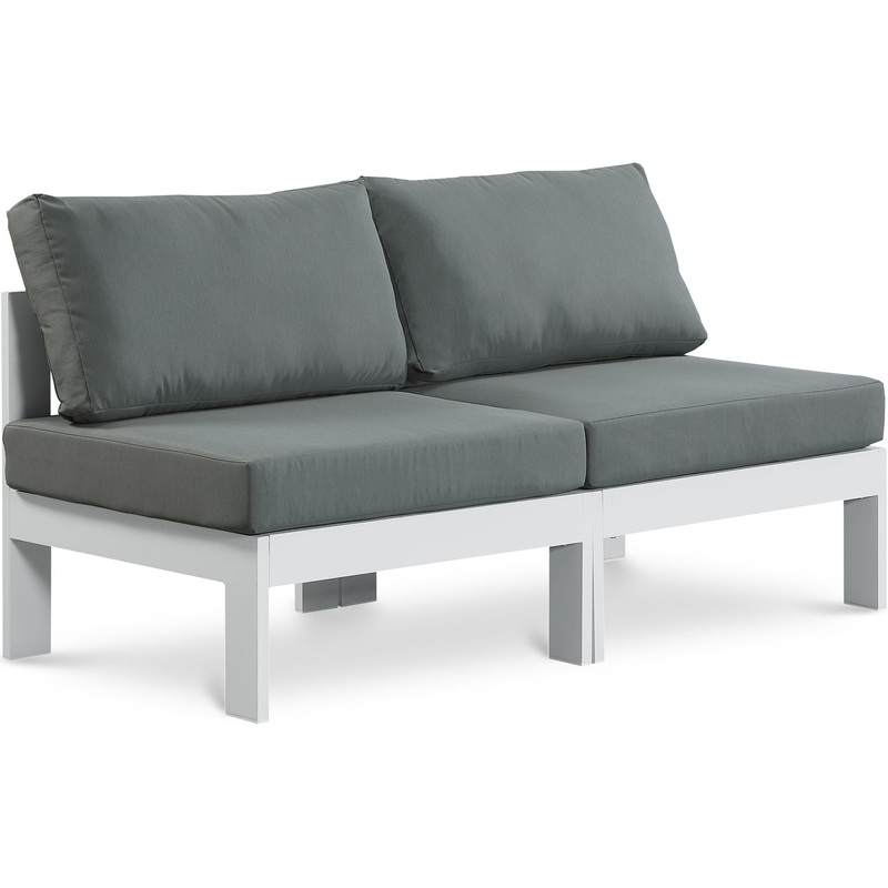 Nizuc – Outdoor Patio 2 Seat Armless Modular Sofa With White Frame