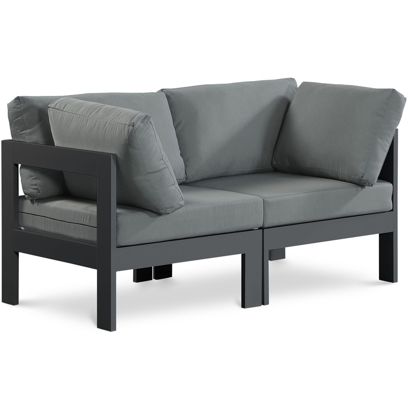 Nizuc – Outdoor Patio 2 Seat Modular Sofa With Gray Frame