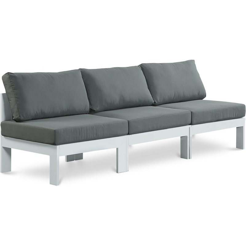 Nizuc – Outdoor Patio 3 Seat Armless Modular Sofa With White Frame