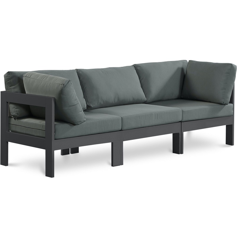 Nizuc – Outdoor Patio 3 Seat Modular Sofa With Gray Frame
