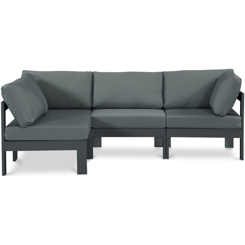 Nizuc – Outdoor Patio 4 Piece Modular Sectional With Gray Frame