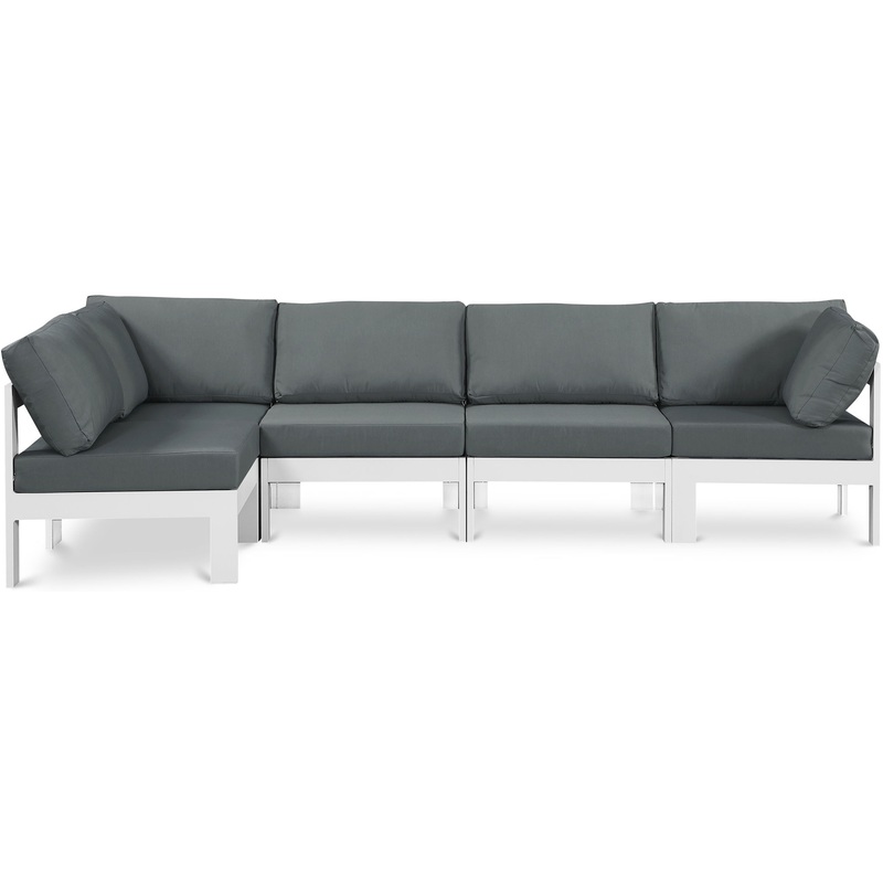 Nizuc – Outdoor Patio 4 Piece Modular Sectional With White Frame