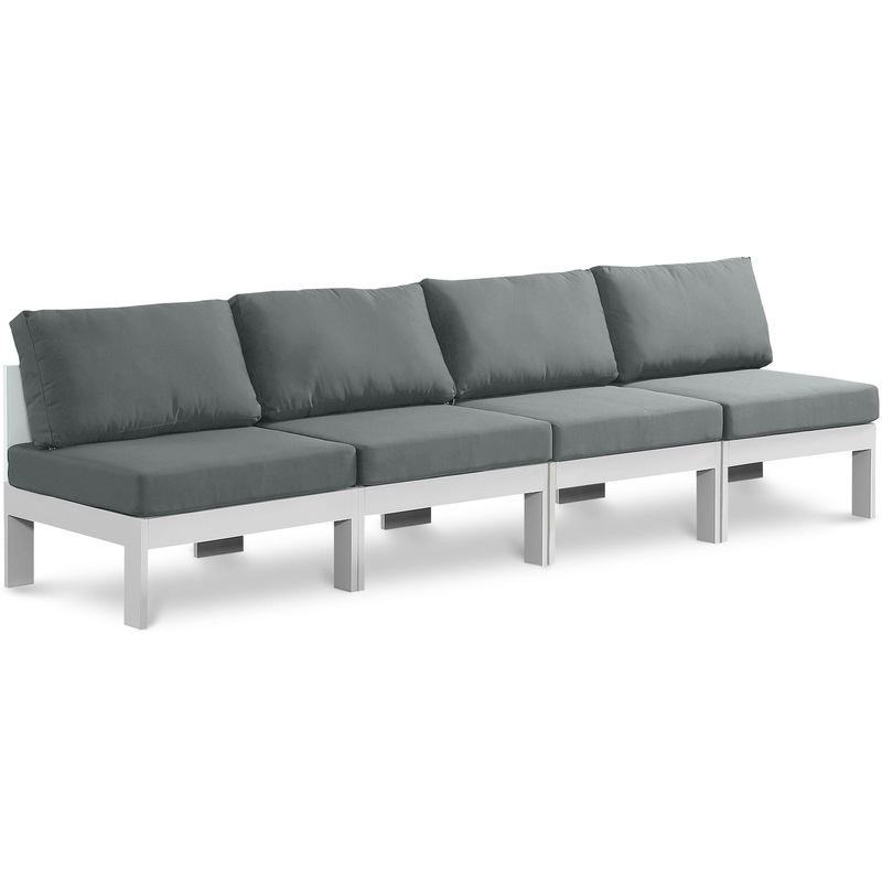 Nizuc – Outdoor Patio 4 Seat Armless Modular Sofa With White Frame