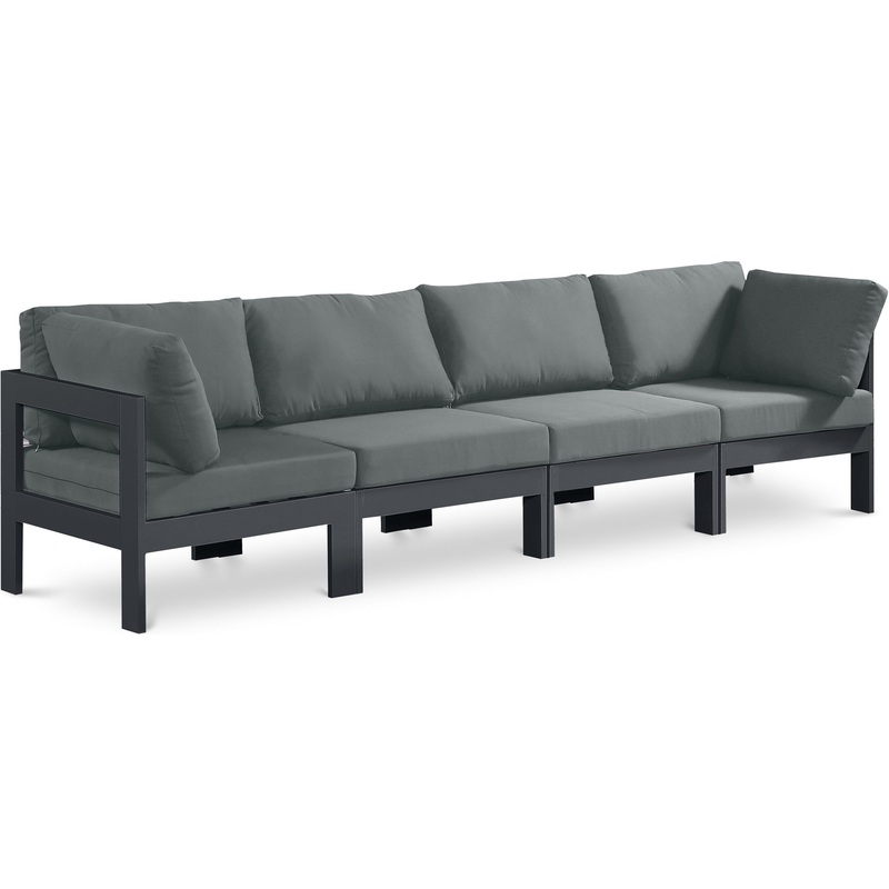 Nizuc – Outdoor Patio 4 Seat Modular Sofa With Gray Frame