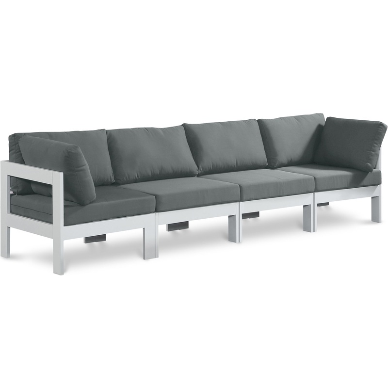 Nizuc – Outdoor Patio 4 Seat Modular Sofa With White Frame