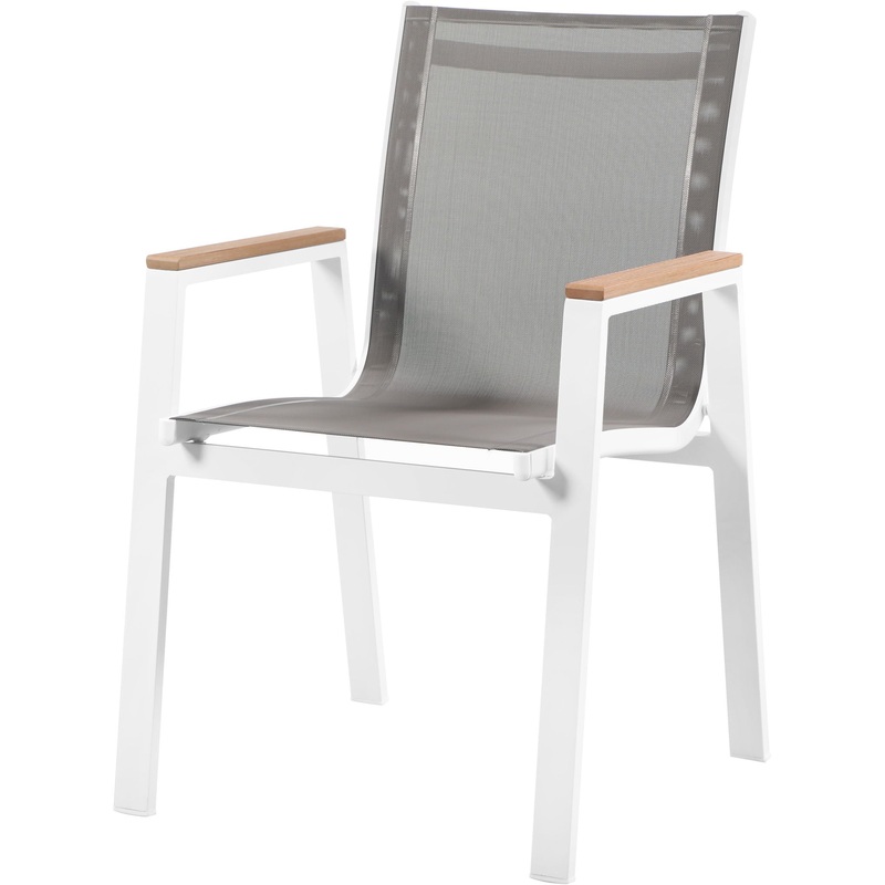 Nizuc – Outdoor Patio Dining Arm Chair With White Frame And Natural Arms (Set of 2)