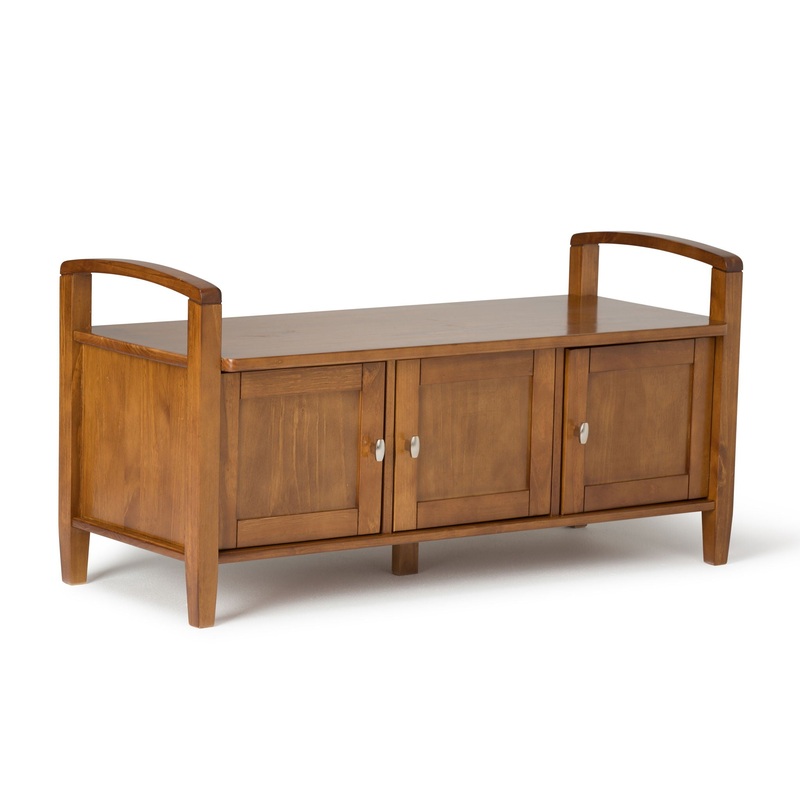 Warm Shaker – Entryway Storage Bench – Light Golden Brown