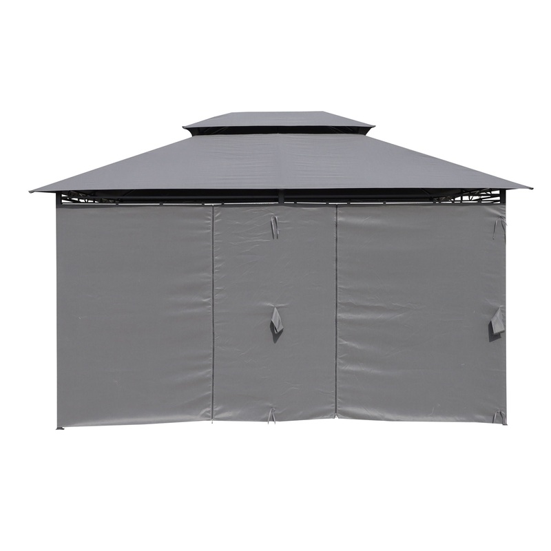 13 0 Ft Outdoor Patio Gazebo Canopy Tent With Ventilated Double Roof And Side Wall (Detachable Curtain Included On All Sides) Suitable For Lawn Garden Backyard And Deck – Gray